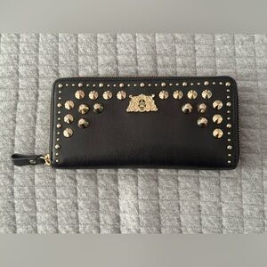 Juicy Couture Vintage Black Leather Wallet with Gold Studs